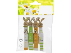 Holzclips Hase 4 Stück Bunt