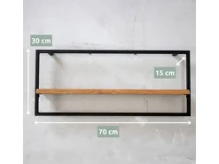 holz4home Schweberegale|Holzregale^4 Teiliges Wandregale in Schwarz Gerahmt von Natur mit Baumkante