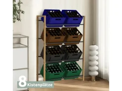 holz4home Holzregale^Getränkekistenregal aus Holz Inklusive Edelstahlablage 8 Kisten Schwarz
