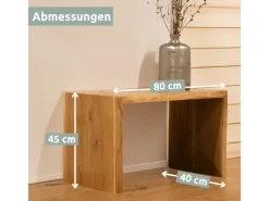 holz4home Garderoben|Hocker^Massivholz Hocker Bank aus Eiche mit Baumkante S