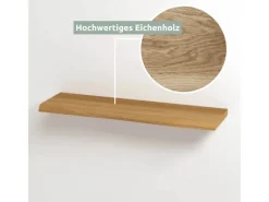 holz4home Schweberegale^Schwebendes Wandregal aus Eiche 60cm mit Baumkante Natur