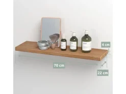 holz4home Schweberegale^Schwebendes Wandregal aus Eiche 70cm Ohne Baumkante Natur