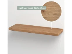 holz4home Schweberegale^Schwebendes Wandregal aus Eiche 70cm Ohne Baumkante Natur
