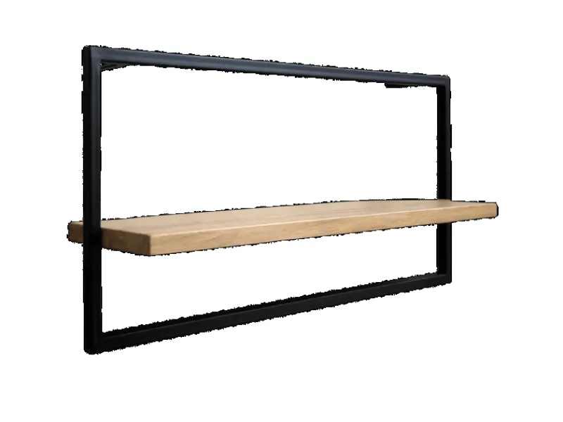 holz4home Schweberegale^Wandregal Long in Schwarz Gerahmt von Hellgrau ohne Baumkante