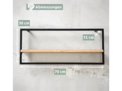 holz4home Schweberegale^Wandregal Long in Schwarz Gerahmt von Hellgrau ohne Baumkante