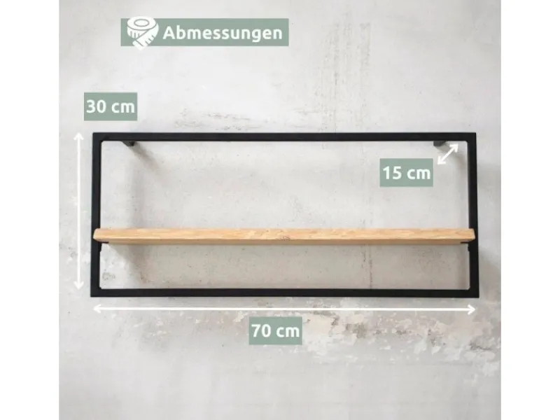 holz4home Schweberegale^Wandregal Long in Schwarz Gerahmt von Hellgrau ohne Baumkante