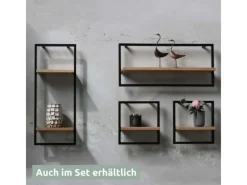 holz4home Schweberegale^Wandregal Long in Schwarz Gerahmt von Hellgrau ohne Baumkante