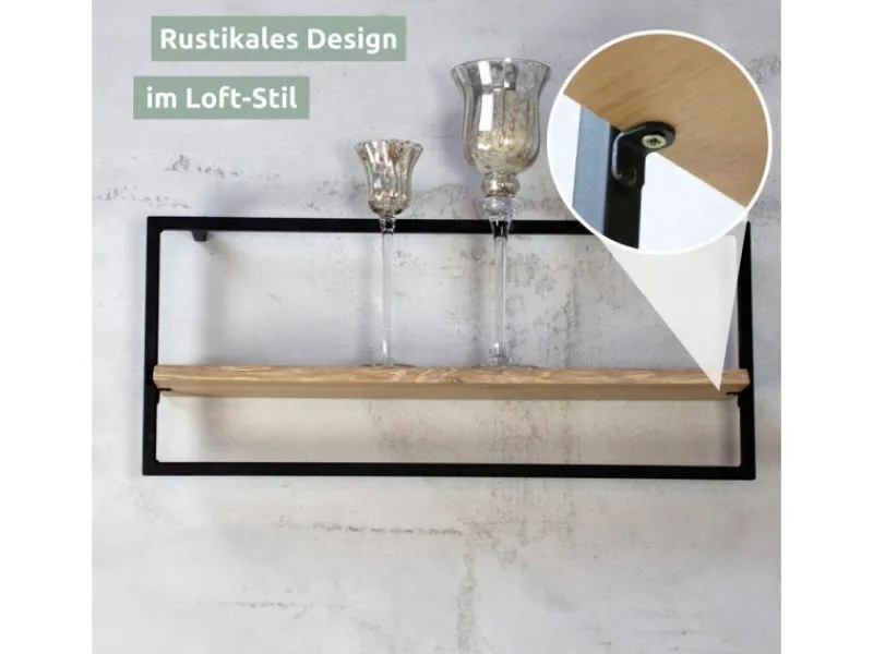 holz4home Schweberegale^Wandregal Long in Schwarz Gerahmt von Hellgrau ohne Baumkante