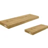 holz4home Wandregal Set 70cm und 40cm Eiche Massiv 2 Teilig Natur ohne Baumkante