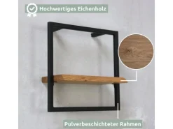 holz4home Wandregal Small Schwarz Gerahmt Industrial Style mit Baumkante Natur