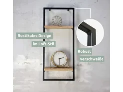 holz4home Schweberegale^Wandregal High in Schwarz Gerahmt von Hellgrau ohne Baumkante