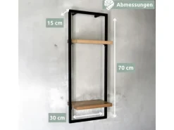 holz4home Schweberegale^Wandregal High in Schwarz Gerahmt von Hellgrau ohne Baumkante