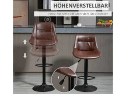 HOMCOM Hocker^Barhocker 2er Set Barstuhl mit Rückenlehne