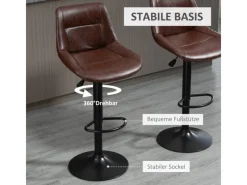 HOMCOM Hocker^Barhocker 2er Set Barstuhl mit Rückenlehne