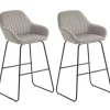 HOMCOM Hocker^Barhocker 2er Set Gepolstert Barstuhl für Küche Wohnzimmer Grau