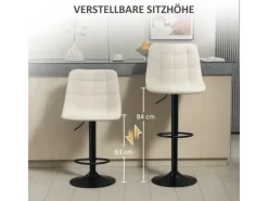 HOMCOM Hocker^Barhocker mit Lehne Polyester Beige 53L x 47B x 96-117H cm