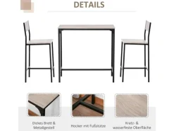 HOMCOM Möbelserien^Barmöbel MDF Metall Natur Schwarz L89 x B45 x H87 cm L39 x B45 x H95 cm