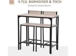 HOMCOM Möbelserien^Barmöbel MDF Metall Natur Schwarz L89 x B45 x H87 cm L39 x B45 x H95 cm