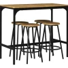 HOMCOM Möbelserien^Bartisch mit Barhocker Set 5-tlg. im Industriedesign Rustikal-Braun