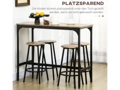 HOMCOM Möbelserien^Bartisch mit Barhocker Set 5-tlg. im Industriedesign Rustikal-Braun