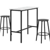 HOMCOM Hocker^Bartisch mit Barhocker Set 3-Teilig Stahl Weiß Schwarz