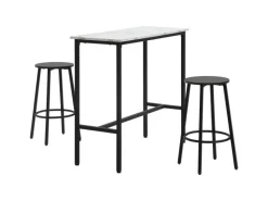 HOMCOM Hocker^Bartisch mit Barhocker Set 3-Teilig Stahl Weiß Schwarz