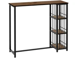 HOMCOM Tische^Bartisch mit Holzoptik Spanplatte Stahl Braun 120L x 40B x 105H cm