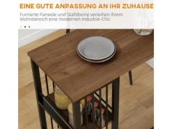 HOMCOM Tische^Bartisch mit Holzoptik Spanplatte Stahl Braun 120L x 40B x 105H cm