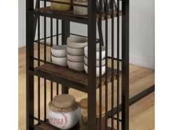 HOMCOM Tische^Bartisch mit Holzoptik Spanplatte Stahl Braun 120L x 40B x 105H cm