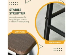 HOMCOM Bartisch Set mit 2 Barhocker MDF Metall Schwarz 80B x 50T x 90H cm