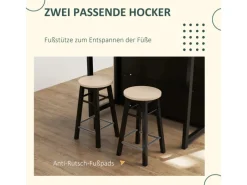 HOMCOM Bartisch Set Spanplatte Schwarz Eiche 116L x 70B x 89,5H cm