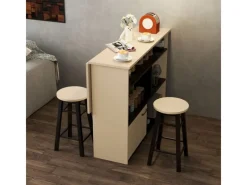 HOMCOM Bartisch Set Spanplatte Schwarz Eiche 116L x 70B x 89,5H cm