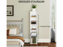 HOMCOM Regal Weiß^Bücherregal Standregal mit 5 Ebenen Aufbewahrungsregal