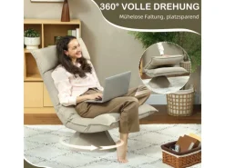 HOMCOM Sessel^Bodenstuhl 360° Drehbar Bodensessel mit 5-Fach 70L x 62B x 95H cm