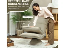HOMCOM Sessel^Bodenstuhl 360° Drehbar Bodensessel mit 5-Fach 70L x 62B x 95H cm