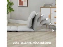 HOMCOM Sofas^Bodenstuhl mit 5-Stufig mit Liegefunktion 72 x 71 x 60 cm