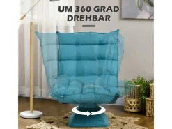 HOMCOM Sessel^Bodenstuhl mit Verstellbarer Rückenlehne Drehbar mit Sockel