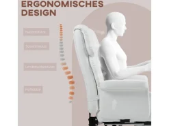 HOMCOM Kissen|Stühle^Bürostuhl mit Liegefunktion Kunstleder Weiß 69L x 65B x 107-115H cm