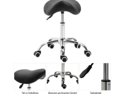 HOMCOM Hocker^Drehstuhl Rollhocker Höhenverstellbar