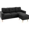 HOMCOM Ecksofa Leinen Gummiholz Schwarz 193L x 136B x 85H cm