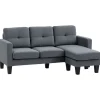 HOMCOM Sofas^Ecksofa Polyester Schaumstoff 186L x 130B x 84H cm Dunkelgrau