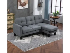 HOMCOM Sofas^Ecksofa Polyester Schaumstoff 186L x 130B x 84H cm Dunkelgrau