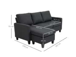 HOMCOM Sofas^Ecksofa Stoffsofa L-Form Leinen