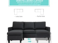 HOMCOM Sofas^Ecksofa Stoffsofa L-Form Leinen