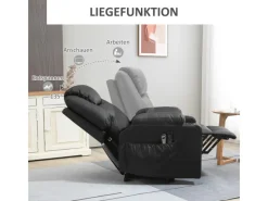 HOMCOM Sessel^Elektrischer Aufstehsessel Kunstleder Stahl Schwarz 88L x 99B x 106H cm