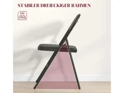 HOMCOM Kissen|Stühle^4er-Set Klappstühle Tragbar mit Kissen Stahlbeine Kunstleder