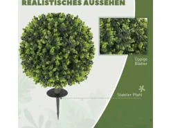HOMCOM 2er-Set Künstlicher Buchsbaumkugeln 56 cm Kunstpflanze