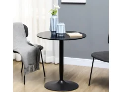 HOMCOM Esstisch für 2 Personen mit Stahlbeinen Rutschfest Ø70 x 75 cm Schwarz