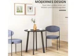 HOMCOM Tische^Esstisch für 4 Personen MDF Stahl Schwarz 72L x 72B x 75H cm