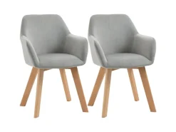 HOMCOM Esszimmerstühle 2er Set mit Gummierten Holzbeinen